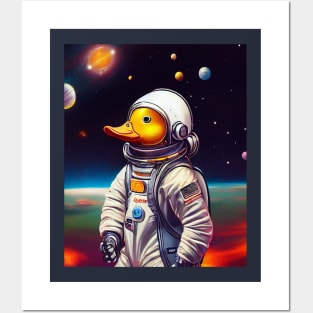 Cute Duck In Space Posters and Art